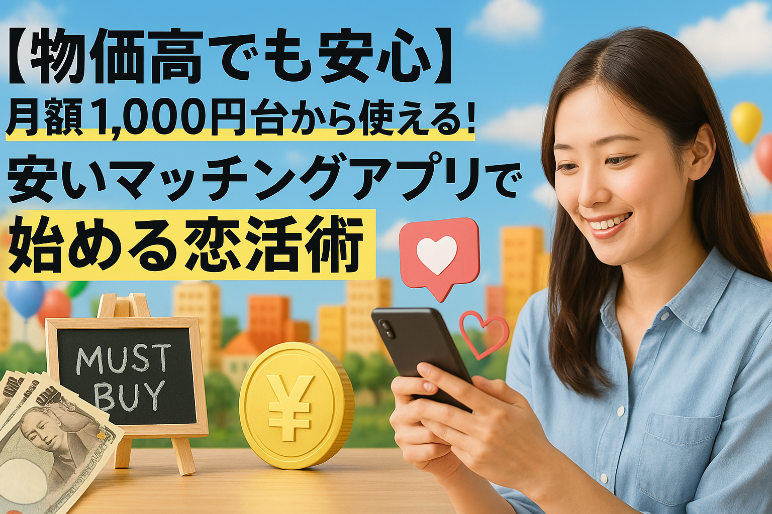 【物価高でも安心】月額1,000円台から使える！安いマッチングアプリで始める恋活術