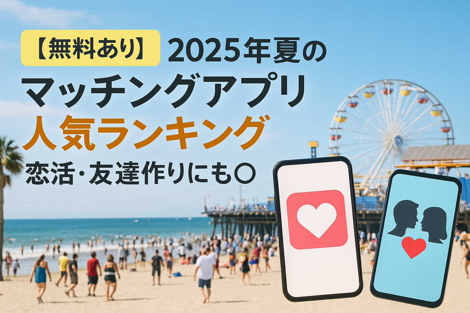 【無料あり】2025年夏のマッチングアプリ人気ランキング！恋活・友達作りにも◎
