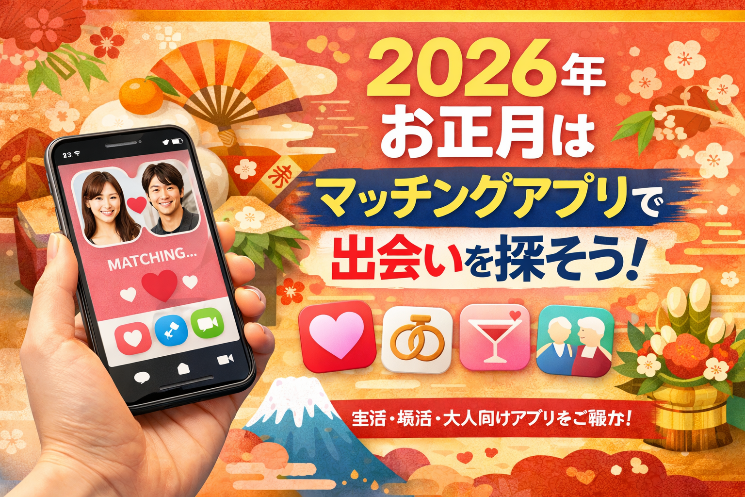 【2026年最新版】お正月こそ出会いのチャンス！本当に出会えるマッチングアプリランキング1位はこれ