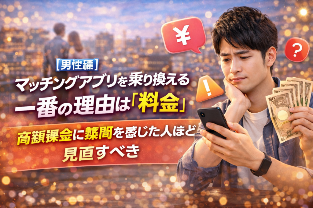 【男性編】マッチングアプリを乗り換える一番の理由は「料金」。高額課金に疑問を感じた人ほど見直すべき