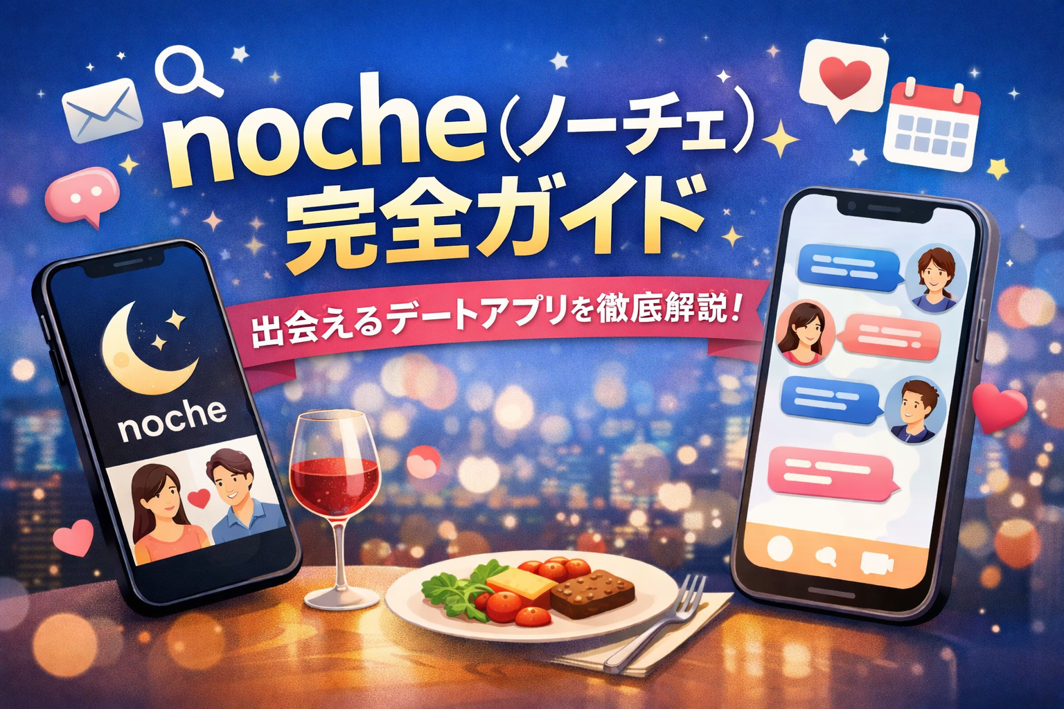 【口コミ・評判】noche（ノーチェ）は本当に出会える？食事デートができるデートアプリを徹底解説