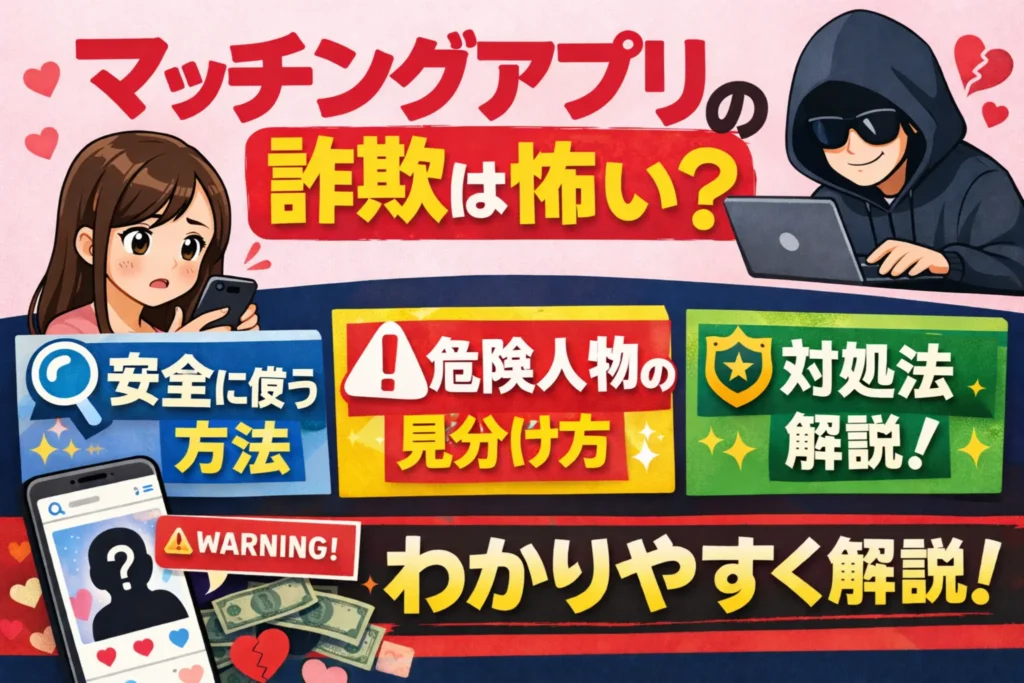 マッチングアプリの詐欺は怖い？安全に使う方法・危険人物の見分け方・対処法をわかりやすく解説